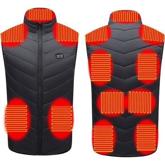 Gilet Chauffant électrique USB - 4 à 28 Zones Chauffantes - Homme/Femme - Pour Ski, Camping, Randonnée - Doudoune Sans Manches Hiver