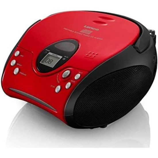 Lenco SCD-42 Argent - Radio Portable FM CD Cassette Avec Lecteur, Auto Stop Et Répétition