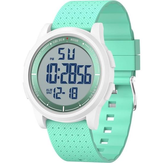 Montre Digitale Homme Femme Étanche 5 ATM – Ultra-Mince, Alarme, Chrono, Lumière, Sport – Bracelet Caoutchouc