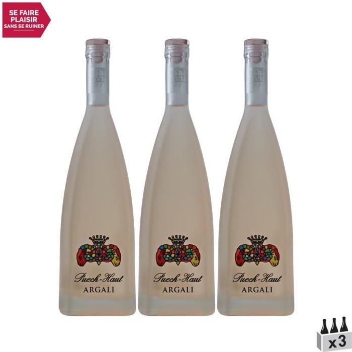 Puech-Haut Argali Rosé 2020 - Lot de 3x75cl - Château Puech Haut - Vin Rosé du Languedoc - Roussillon - Appellation IGP Pays d'Oc