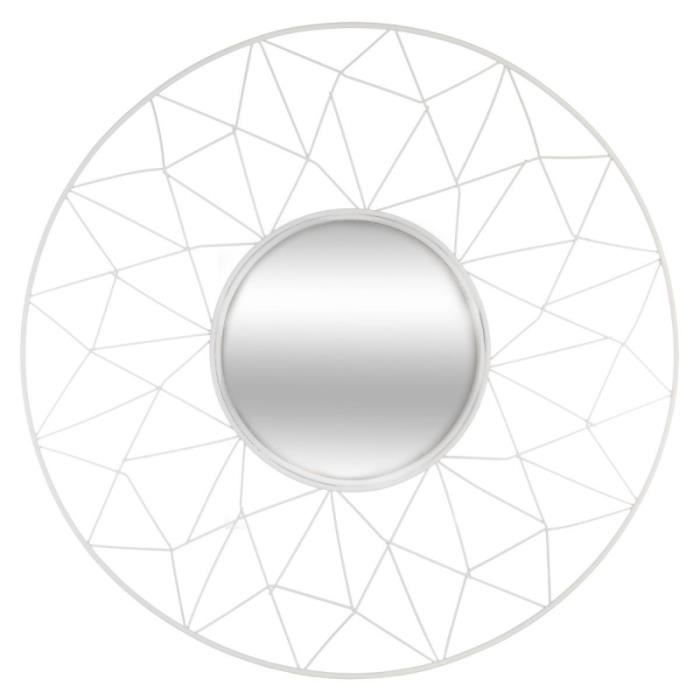 Miroir rond en métal - Belle journée - D 50 cm - Blanc