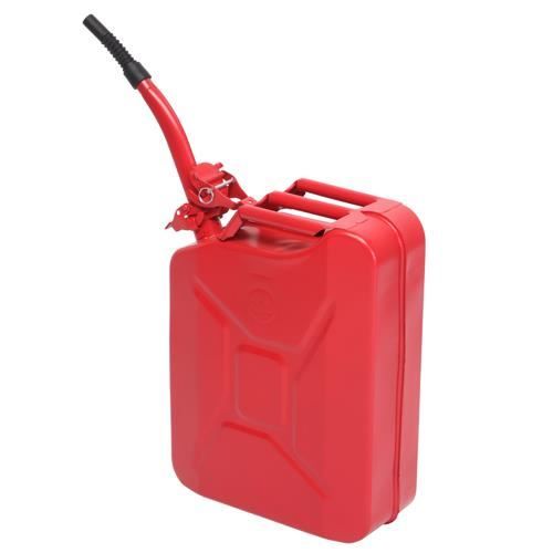 Jerrican en métal Rouge 20L - avec bec verseur 0.6 mm