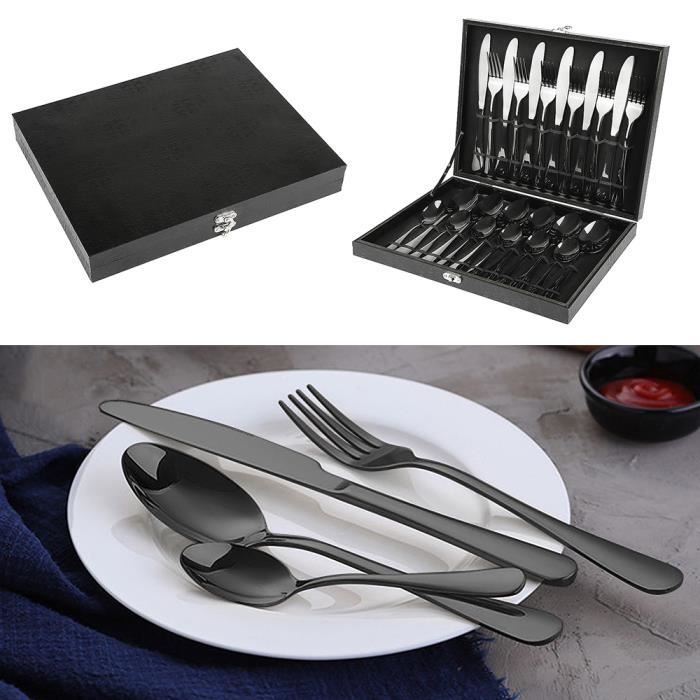 PERFECT Ménagère en Inox NOIR 24 Pcs