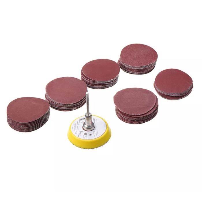 Disques De Ponçage 60pcs 2 Inch 50mm Grain 100-2000 + Tampon de ponçage 50mm