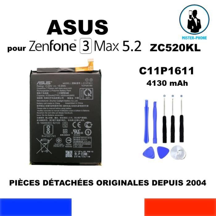 BATTERIE ORIGINALE ASUS C11P1611 ZENFONE 3 MAX ZC520TL 4130mAh 15,9Wh + KIT 8 OUTILS OFFERTS
