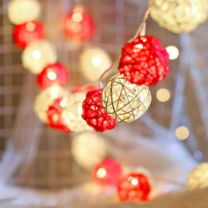 QYJSD LED Luminaria extérieur rotin guirlande boules guirlande lumineuse intérieu - Modèle: White 7.5M50LEDs Control - MILEDCA05178