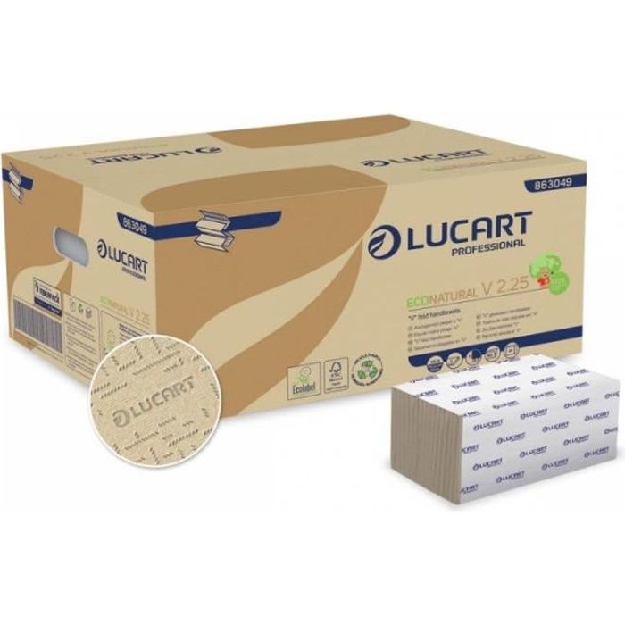 Carton de 3800 essuie-mains papier Eco Natural - 25 x 21 cm en pliage Z-Z