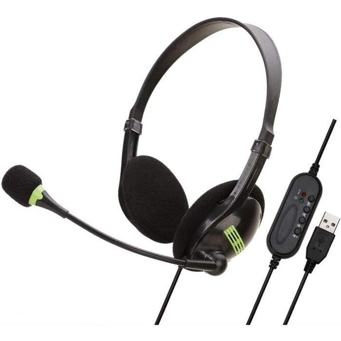 Afaneep Casque Filaire avec Micro, USB Micro Casque PC Mono Filaire Stéréo Anti-Bruit et Contrôle de Volume, Wantek Oreillette Busin