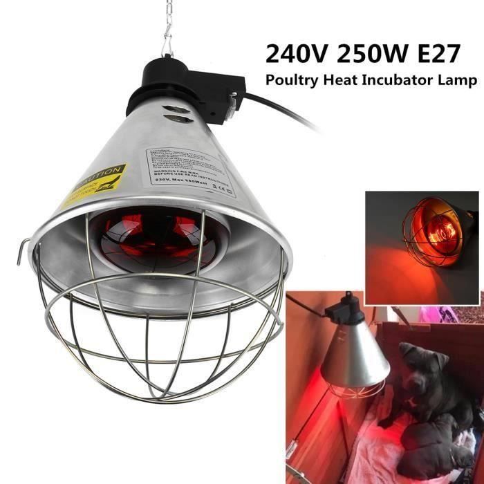 LED Ampoule et Abat-jour Lampe Chauffante Infrarouge Lumière pour Animaux de Compagnie Incubateur Volaille Eclairage Ve95331