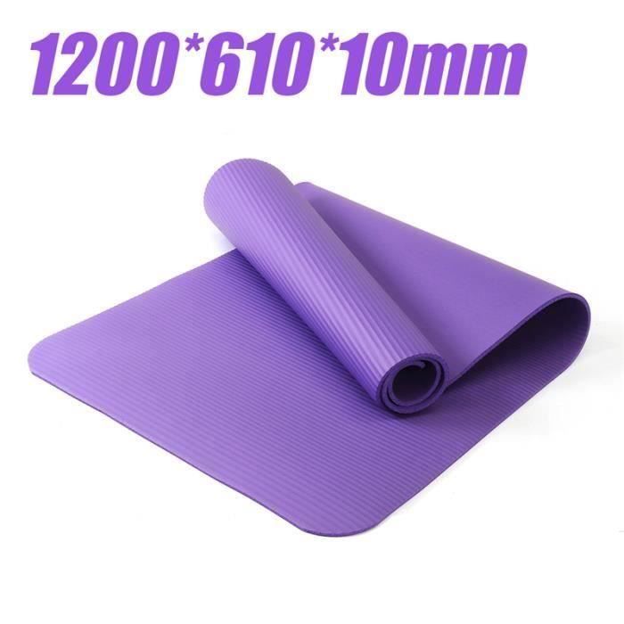 Tapis yoga entraînement gymnastique anti glissant épais 120x61CMx10mm Violet Fe57848