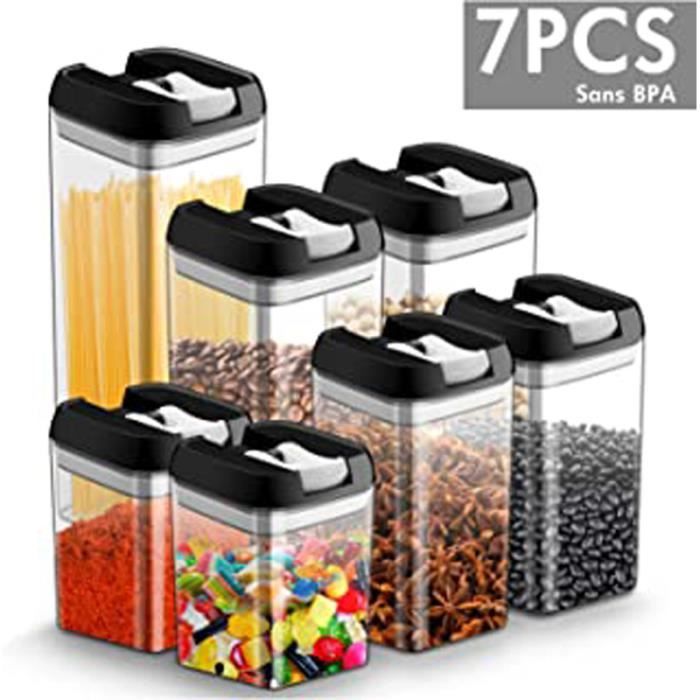 Qc 7Pcs Boîtes Hermétique Conservation Alimentaire Plastic Set De Boite Conservation Rangement Avec Couvercle Bocal,Sans Bpa
