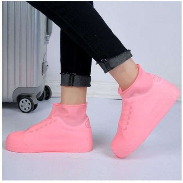 Chaussures,Couvre chaussures réutilisable en Silicone pour femmes, matériau unisexe, protège chaussures, bottes de p - Type Rouge