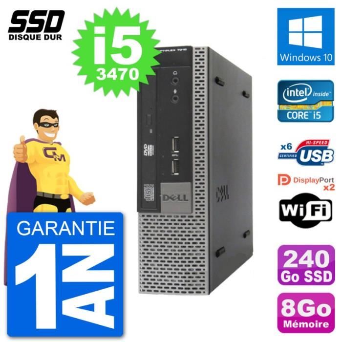 Ultra Mini PC Dell Optiplex 7010 USFF i5-3470 RAM 8Go SSD 240Go Windows 10 Wifi
