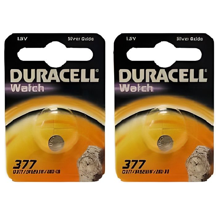 2 piles 377 Duracell - pile SR626sw Oxyde d'argent