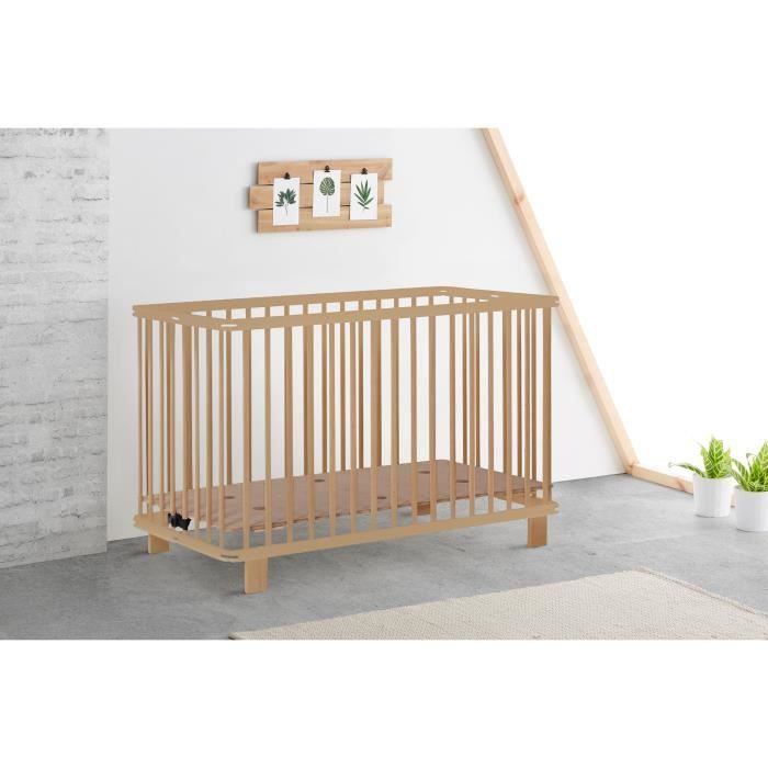 LAWALU BY GEUTHER Lit pliant Design 120x60cm nature brut reglable en hauteur