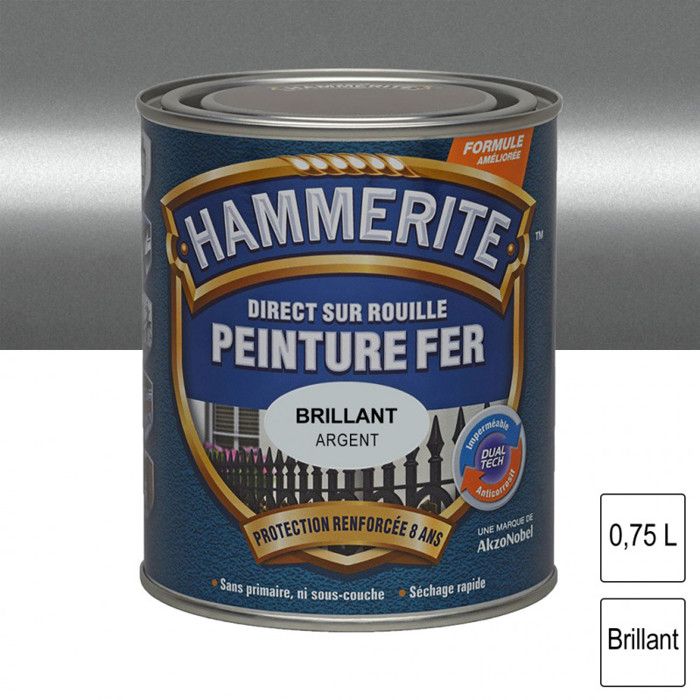 Hammerite fer bril.laque 0.75l argent 070743