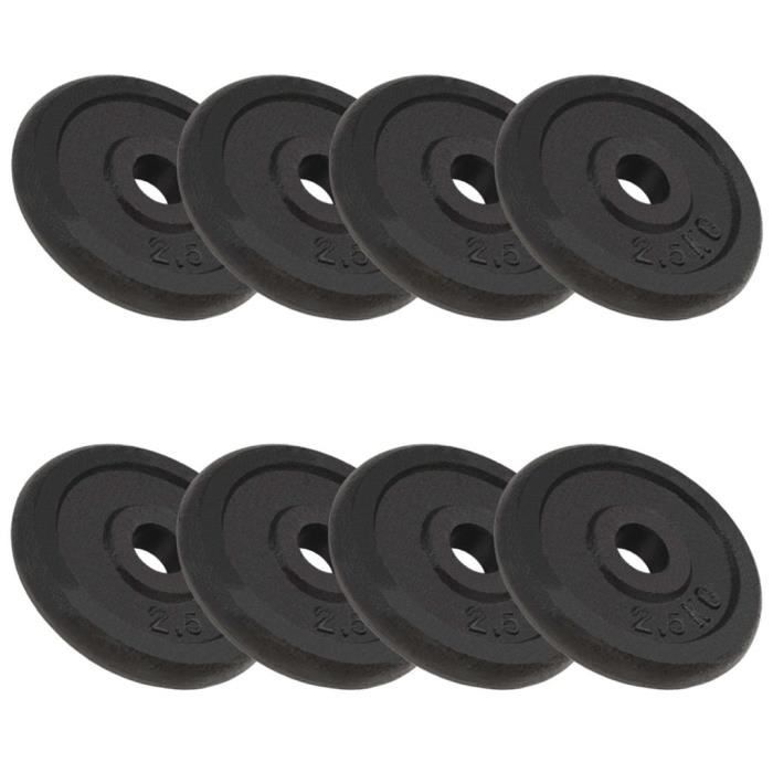 Homgeek 8 pcs Plaque de Poids Disques Haltères en Fonte 20 kg pour Musculation