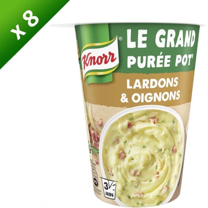 KNORR Plat Préparé Grand Pot Purée, Lardons & Oignons - Lot de 8x 76 g
