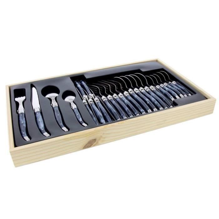 Laguiole - Ménagère 24 Pièces en Inox - BLEU