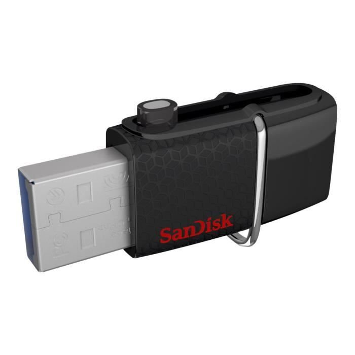 SanDisk Ultra Dual - Clé USB - 256 Go - USB 3.0 - micro USB - noir