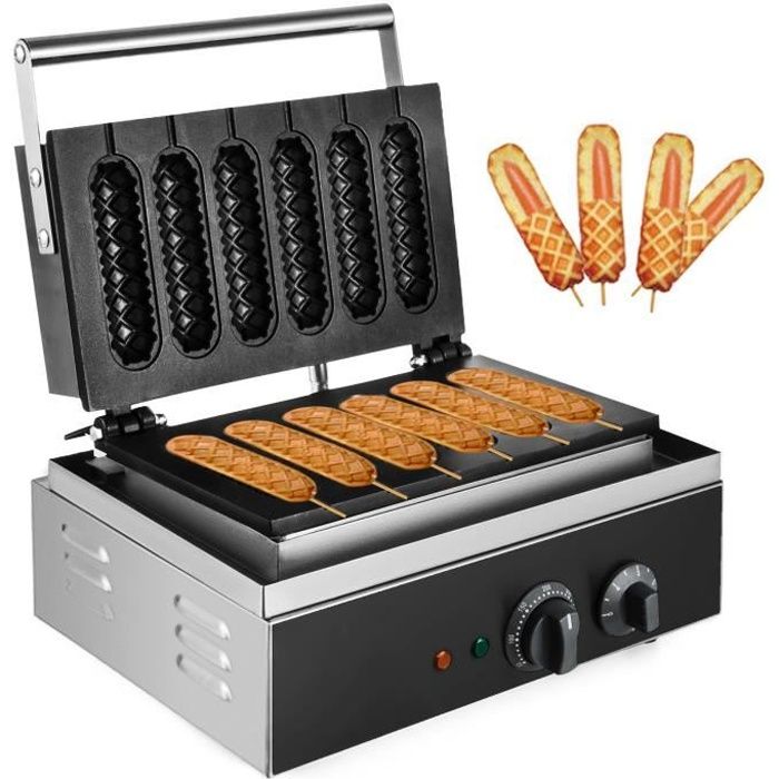Gaufrier électrique - VEVOR - Gaufres à hot-dog 6pcs - 1500 W
