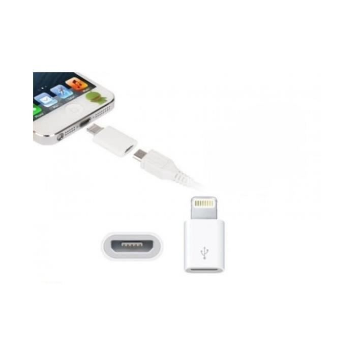 Adaptateur 8/30 pin USB Micro Type C pour iPhone iPad, Modele: 8 pin M / Micro USB F