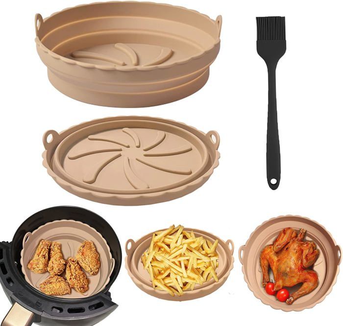 Lot De 2 Casseroles En Silicone Réutilisables Pour Friteuse À Air