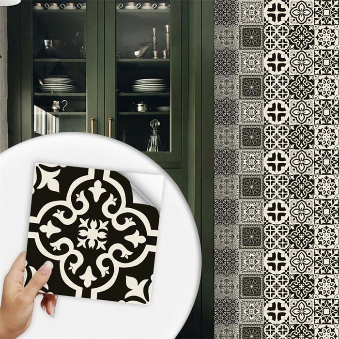 16 Stickers Carrelage Adhésifs Mandala 10x10cm - Dalle PVC Murale Cuisine & Salle De Bain - Résistant Eau