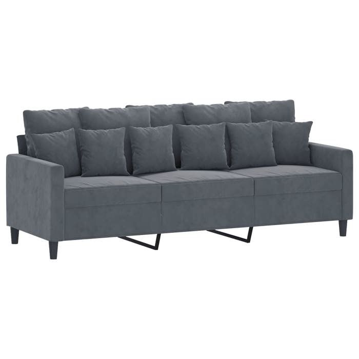 BEAU Canapé à 3 places Gris foncé 180 cm Velours SS0000248605