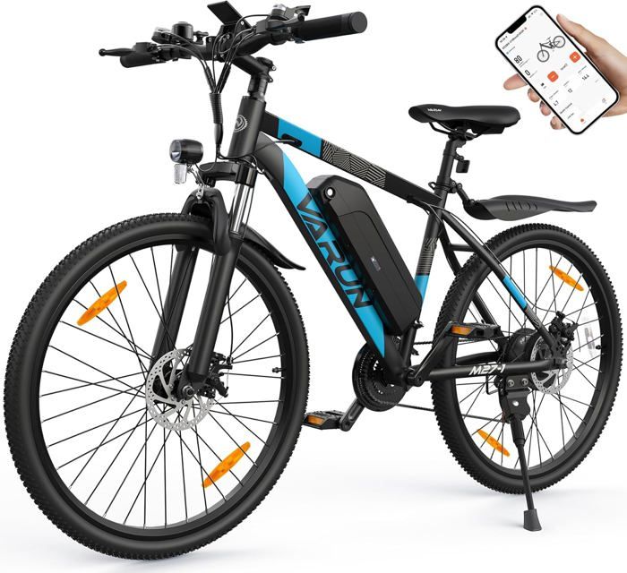 Vélo électrique 27,5 pouces, VTT électrique 250W avec batterie amovible 48V13Ah, 21 vitesses, autonomie jusqu'à 100KM