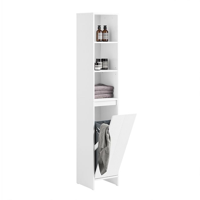 Meuble Colonne Salle de Bain BZR158-W SoBuy - 3 Compartiments Ouverts - Blanc - 30x30x170 cm
