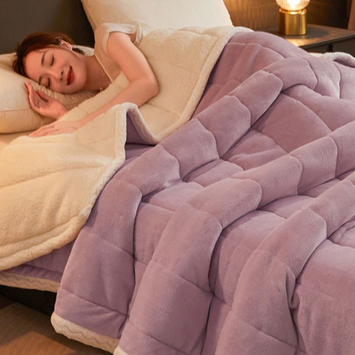 Couverture polaire pour lit double 200cmX230cm Couverture dhiver douce et chaude en flanelle Voilet LINGE DE LIT / COUETTE