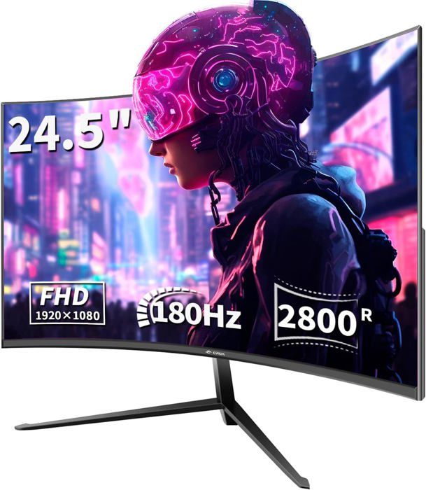 Écran PC- 245  pour gamers fluidité 180Hz 1ms image FHD FreeSync design sans bord VESA protection des yeux noir élégant.