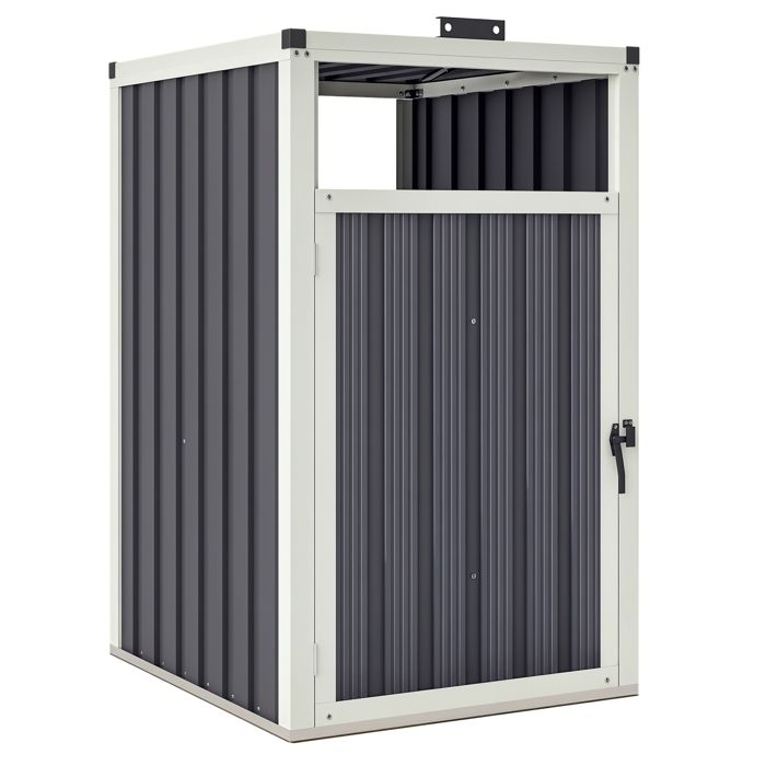 Abri pour 1 poubelle - Outsunny - 240L - porte avec poignée couvercle relevable 180° - acier galvanisé 73 x 81 x 122 cm gris foncé