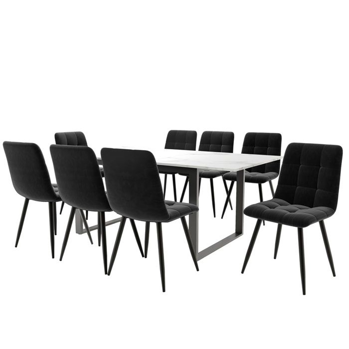 Ensemble salle à manger 140×80cm - Table à manger moderne avec 4 chaises, piétement noir