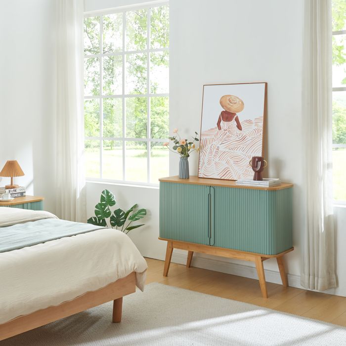 Buffet Tysvær bambou 110 x 40 x 80 cm naturel bleu