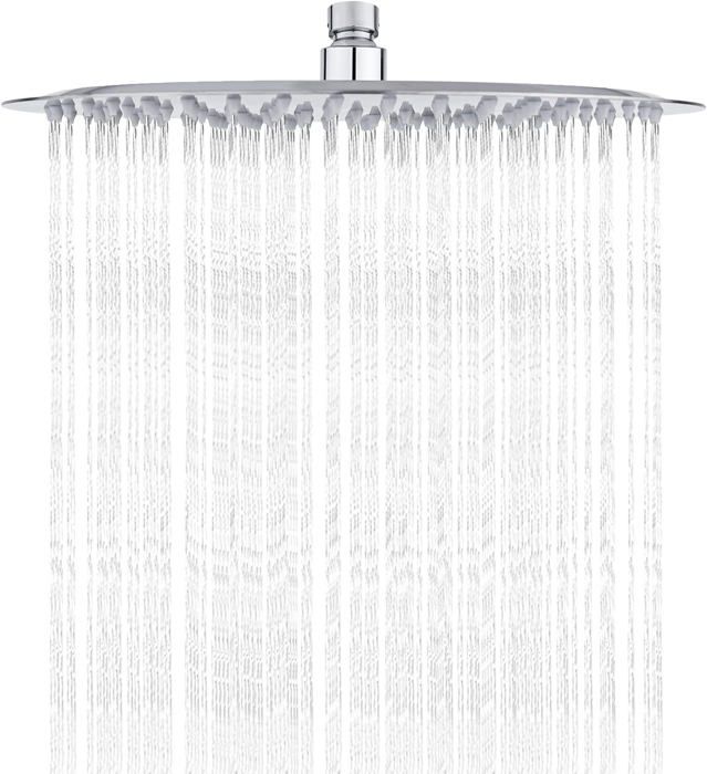 Tete de Douche Inox Pommeau de Douche Ronde 30CMTete de Douche Pluie Universelle Filetage 1/2 PouceRotatif 360°Inclinable 30°