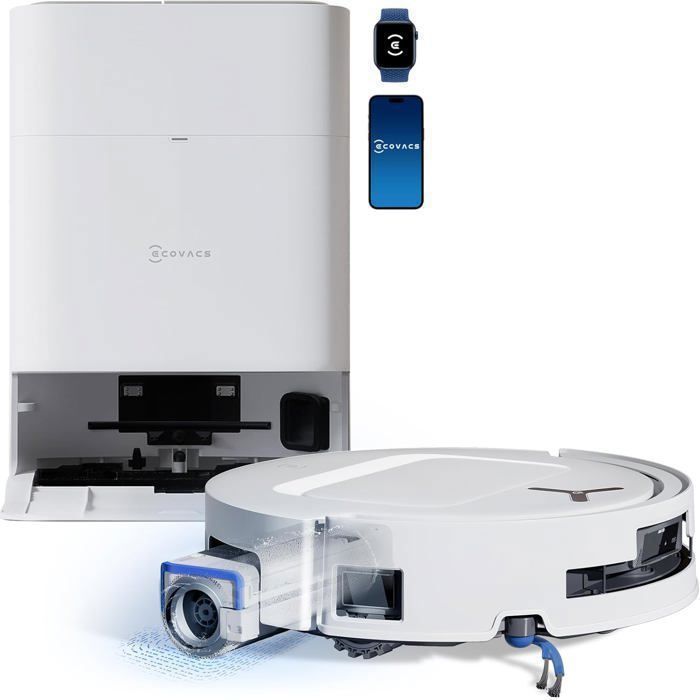 ECOVACS DEEBOT T80 OMNI Aspirateur Robot  laveur 18 000 Pa Nettoyage automatique instantan OZMO ROLLER 75℃ Lavage - Ecovacs