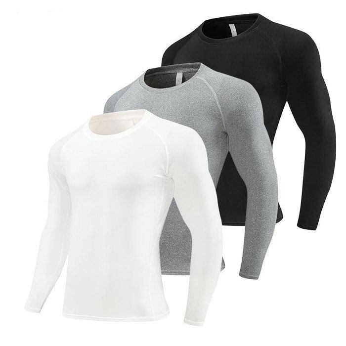 3 Pack T-Shirt de Compression Homme Manches Longues Séchage Rapide