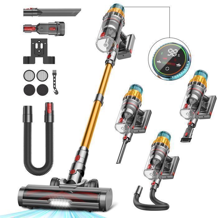 Aspirateur Balai sans Fil - MAUOKE - 750W - 80 Min Autonomie - 26 L Capacité - Filtre HEPA Double - Mauoke