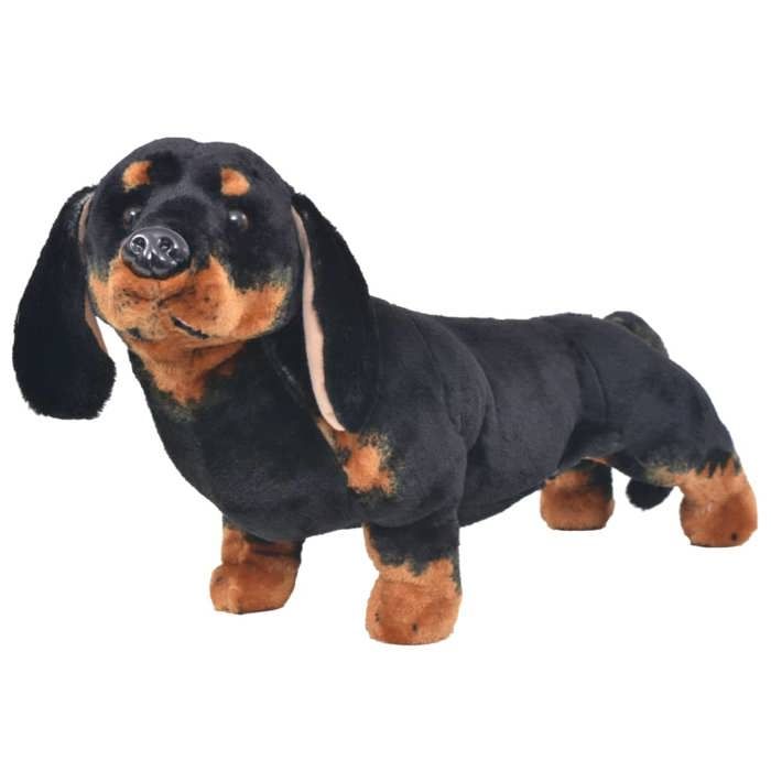 Jouet en peluche - vidaXL - Chien Dachshund Noir XXL - Cadre en acier