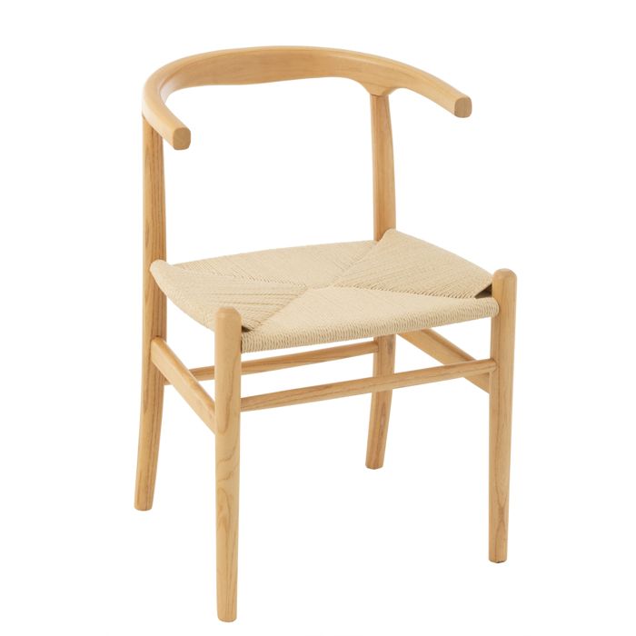 Chaise en bois avec assise en corde Naturel 56x52x76 cm Chaise en bois avec assise en corde Naturel 56x52x76 cm