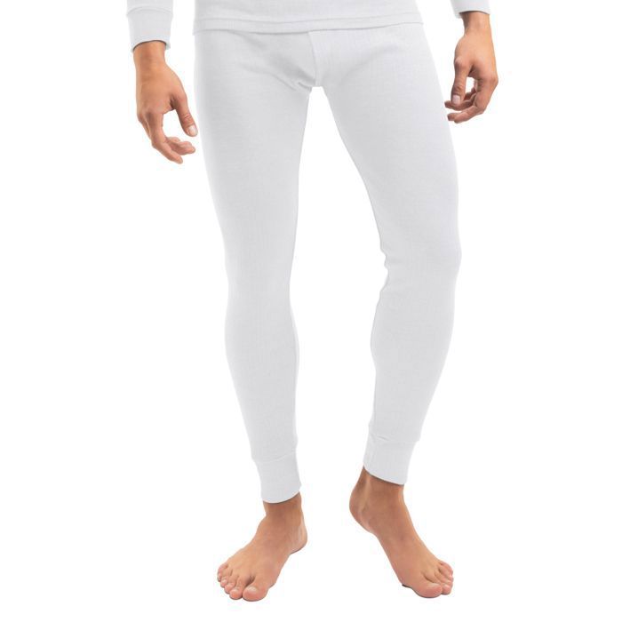 Sous-vêtement Chaud Polaire ACHTELEPHS Caleçon Thermique Doublé En Coton – Culotte Thermique Extra Chaude Pour Homme – Long Sous-vêtement De Ski D'hiver Avec Polaire, Blanc., L-XL Calecon Long Homme Coton