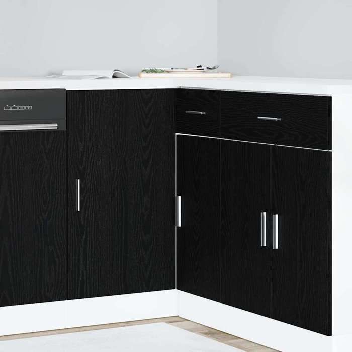 Meuble de cuisine dangle - vidaXL - Riga - Chêne noir - 86x46x815 cm - Bois dingénierie - Grand espace de stockage