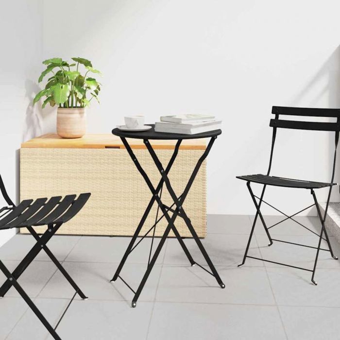 vidaXL Table de bistrot pliable Jaune moutarde Ø50x71 cm Acier revêtu de - vue 3
