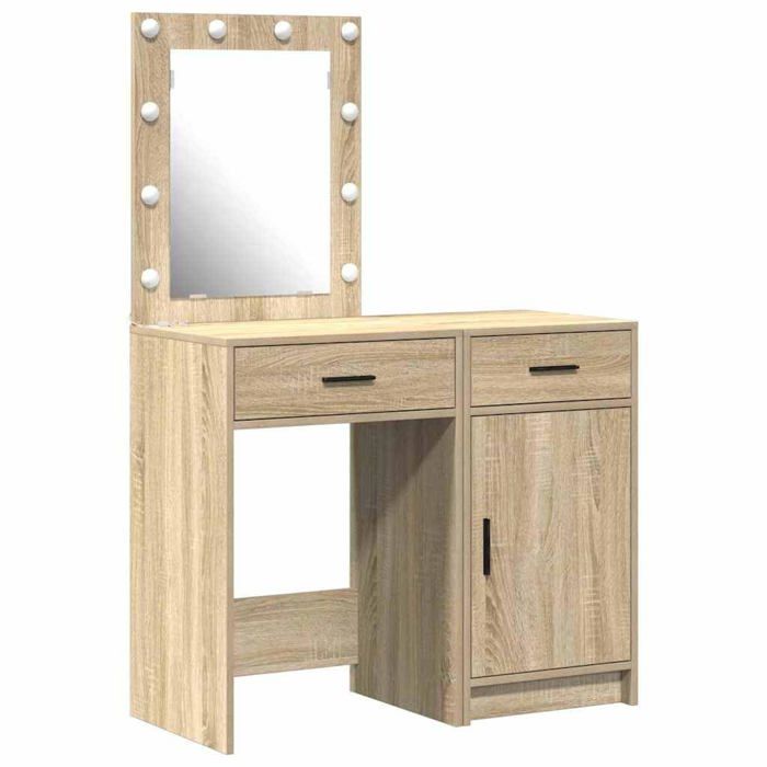 Coiffeuse moderne avec éclairage LED - vidaXL - Chêne Sonoma - 50x41x135 cm - Éclairage intégré - Tiroir spacieux