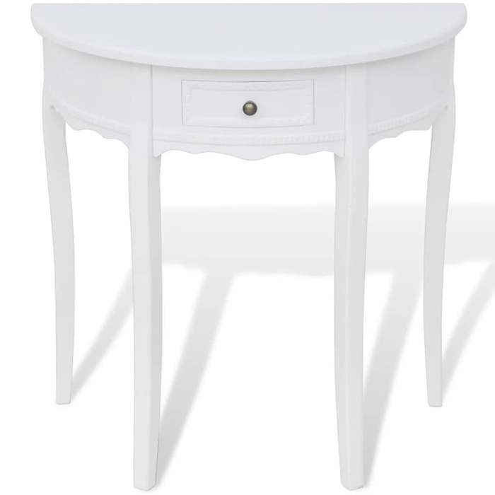 SALE 2026Table d’Appoint de Salon - Cabinet salon - design élégant Blanc - Table console avec tiroir Demi-ronde Blanc 10.5 Kg 7909