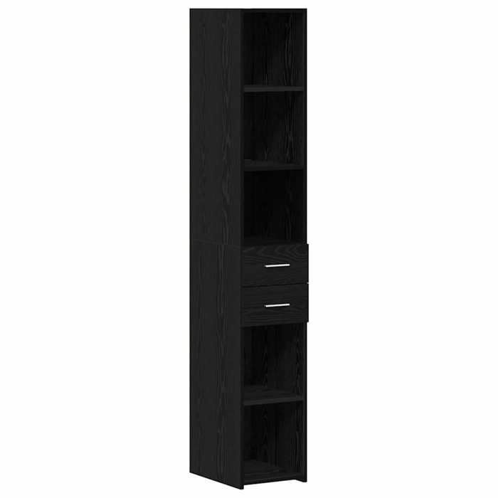 ABOTT@Buffet de Cuisine KENNETH - Armoire Bas/Colonne/ Bibliothèque avec tiroir Chêne noir 30x42.4x185.2cm - 207851