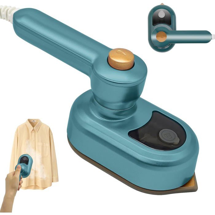 Mini fer à repasser de voyage - ZGEER - Pliable - Vapeur et sec - Réservoir 50 ml - Compact - Léger - Vert - Zgeer