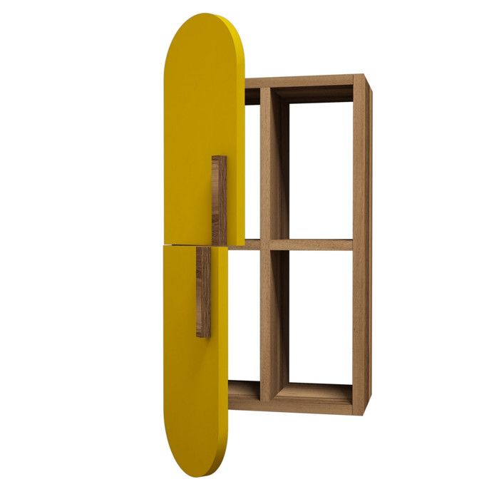 Étagère murale en bois Rose - 35 x 22 x 60 cm - NoyerJaune Étagère murale en bois Rose - 35 x 22 x 60 cm - NoyerJaune